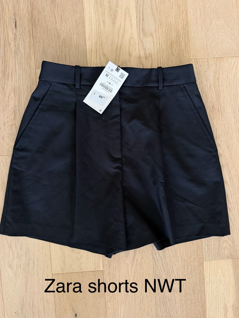 Zara Black High-Rise Tailored Shorts